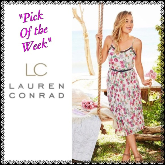 SOLD LC Lauren Conrad Dress Pleated Midi Sz XL - Picture 6 of 6